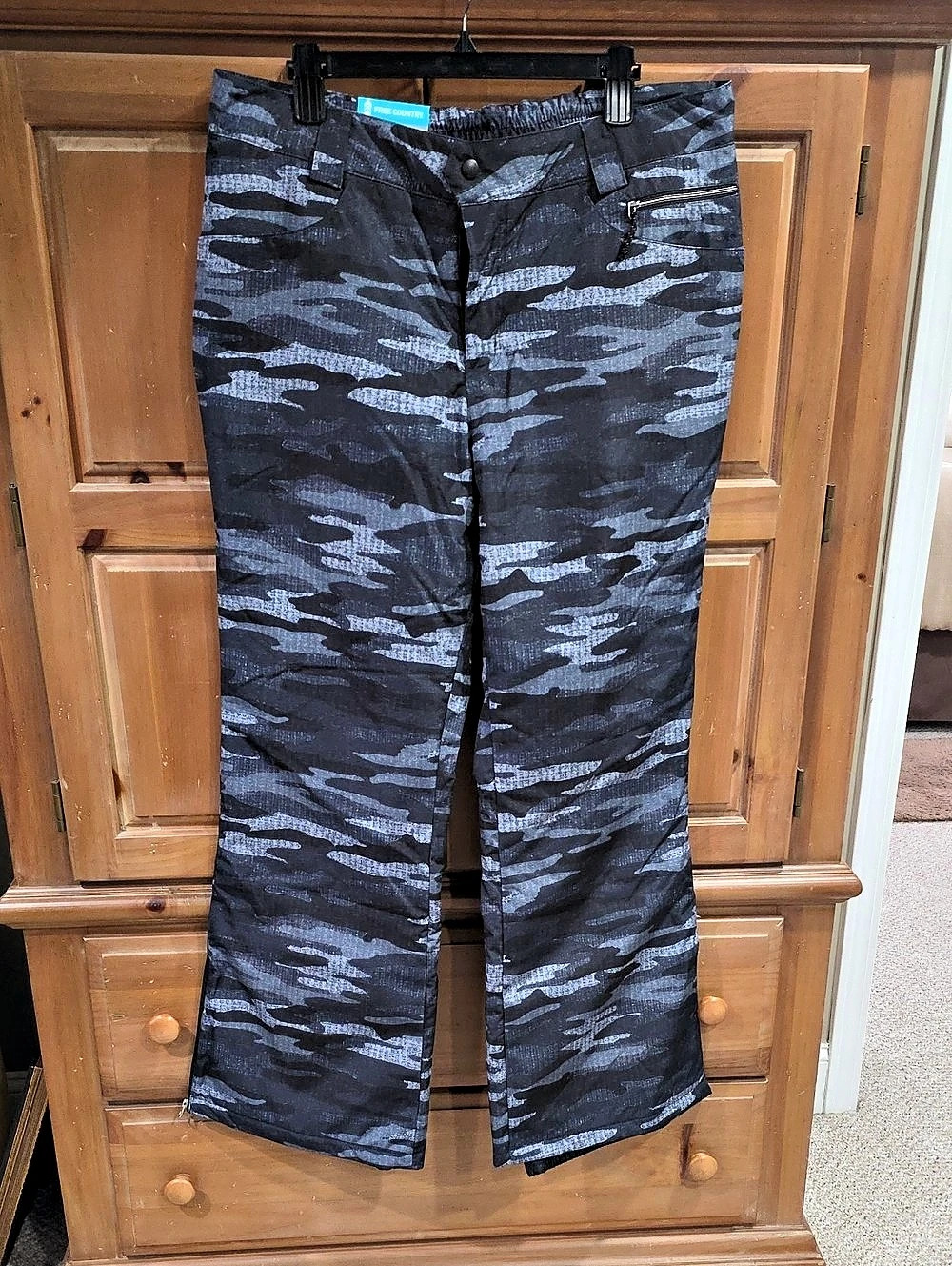 Free Country Freecycle ski pant Camo Ski Pants in Black & Blue & Gray XL NWT